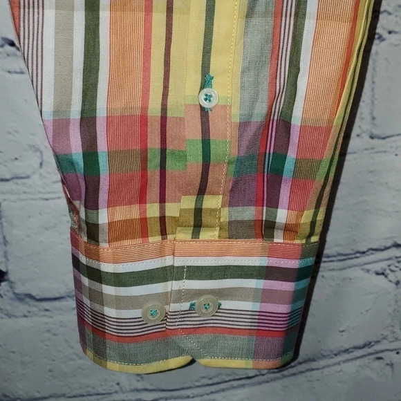 ALAN FLUSSER MEN'S SZ XXL 100% COTTON LONG SLEEVE PLAID DRESS SHIRT MULTI COLOR - Picture 4 of 13